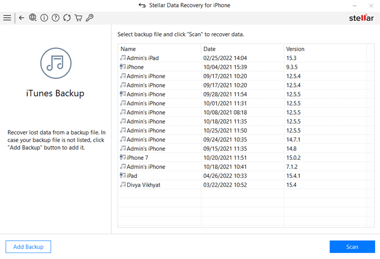 Click on Add Backup