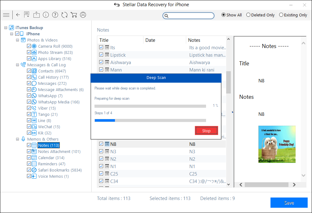 Stellar Data Recovery for iPhone - Deep Scan