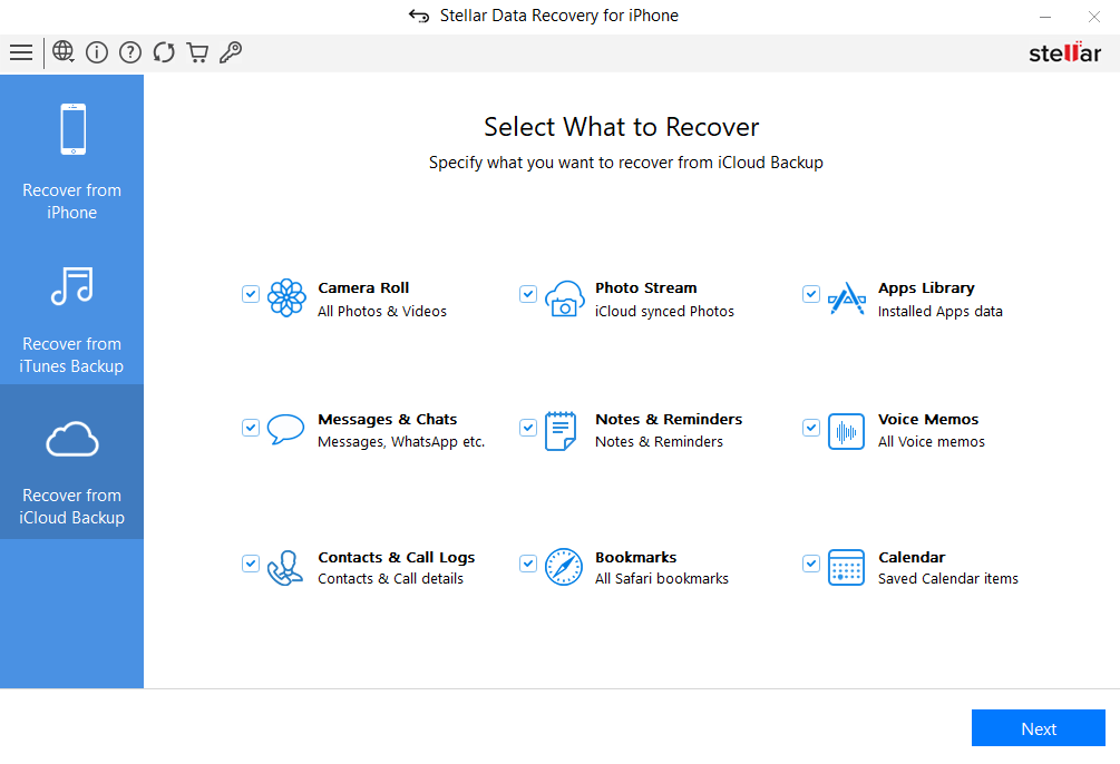 Recover from iCloud Backup tool