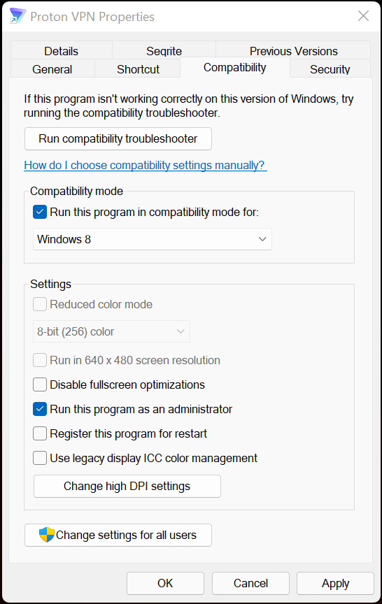 Run app in compatibility mode