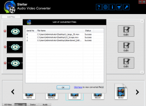 A dialog box showing the successful conversion of added videos