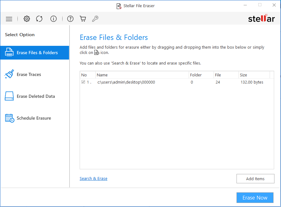 Erase files & folders