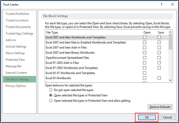 File block setting