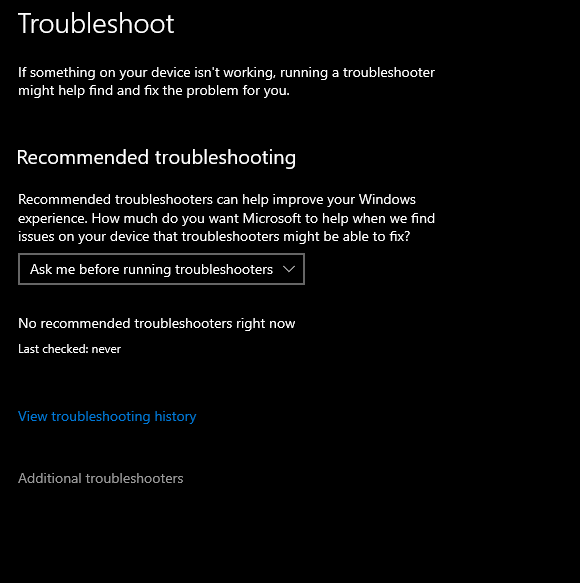 additional troubleshooter in Windows 