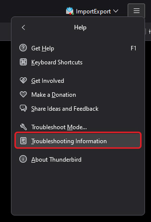 Click on Troubleshooting Information