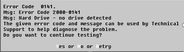 Hard Disk Error Code 0141