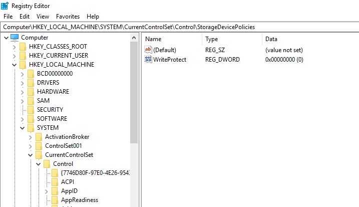 Registry Editor | How to Remove Write Protection from Disk