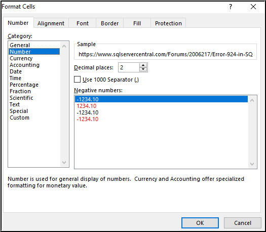 Number format issue in Excel