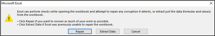 Repair Option -Excel File