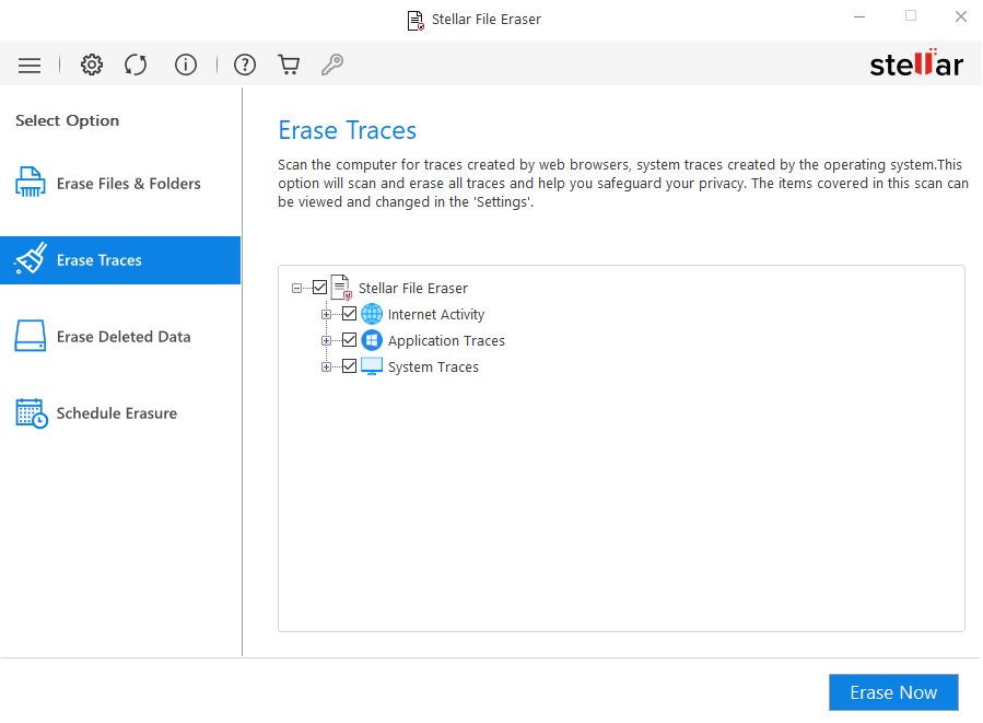 Select the&nbsp;Erase Traces&nbsp;tab and click&nbsp;Scan