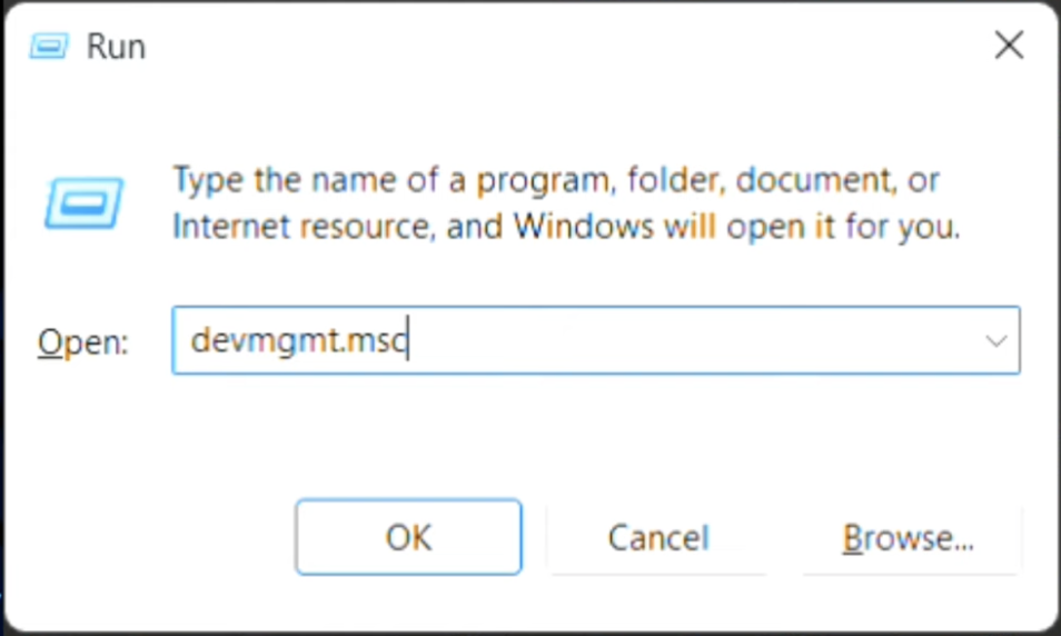 Use this command devmgmt.msc