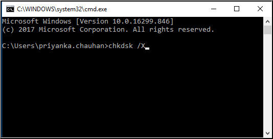 chkdsk  command prompt