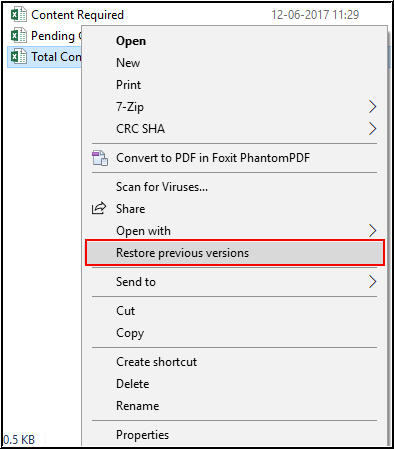 Restore Previous Versions