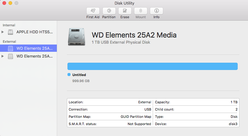 Mount your external drive with Disk Utility