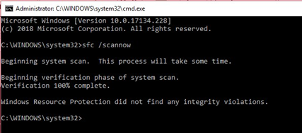 Run SFC scan on Windows to fix error 0x800705b4