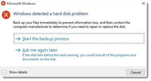 quick fix for the hard disk problem in Windows.