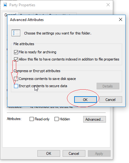 Windows Advanced Attribute - Encrypt Contents to Secure Data