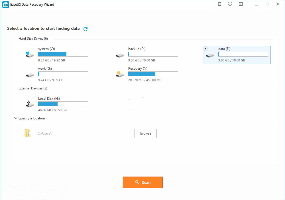 EaseUS Data Recovery Wizard to recover USB Drive Data