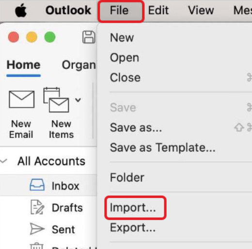 Click on File > Import