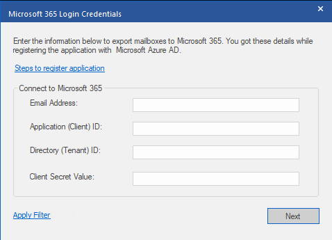 Microsoft 365 Login Credentials window