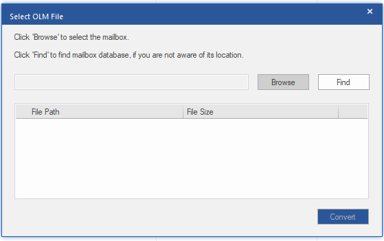 Select OLM Mailbox window