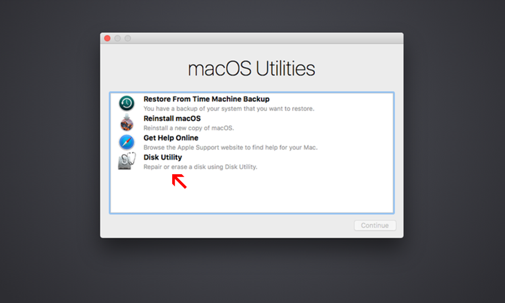 macOS Utilities window