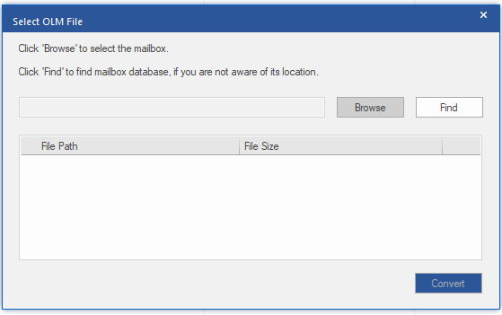 Select OLM Mailbox window
