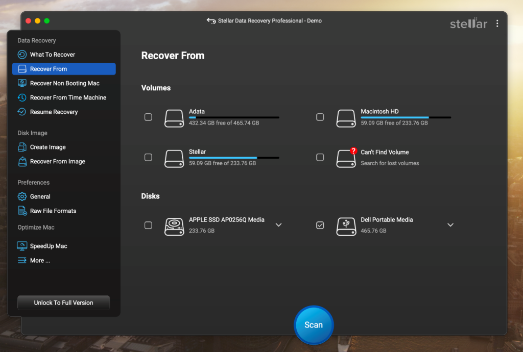 choose your external drive