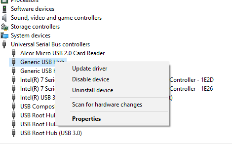 Uninstall USB device option