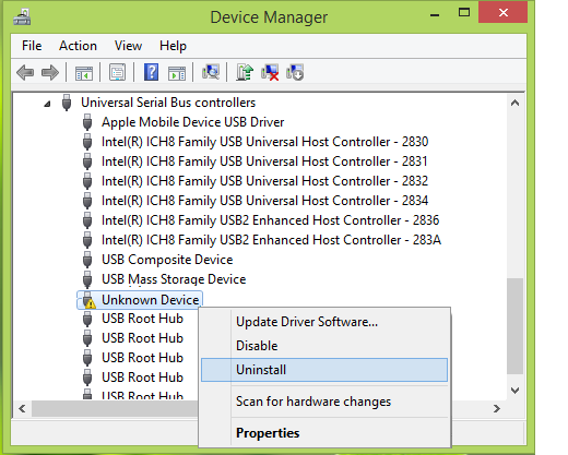 Diagnose in the Device Manager