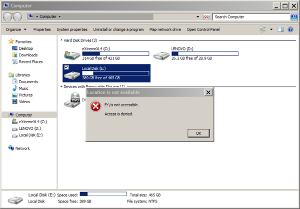 windows 7 access denied external hard drive