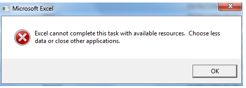 Excel repair resources error