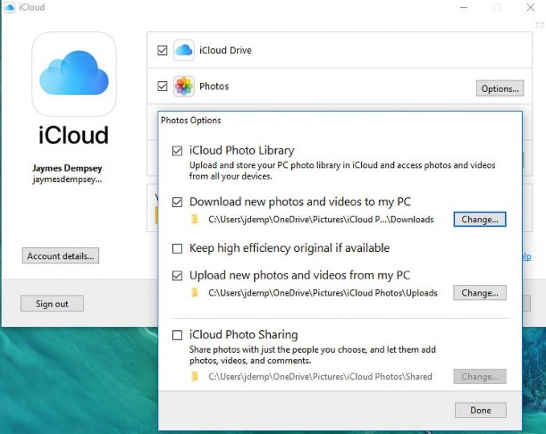 iCloud Photo Library and Download new photos and videos to my PC