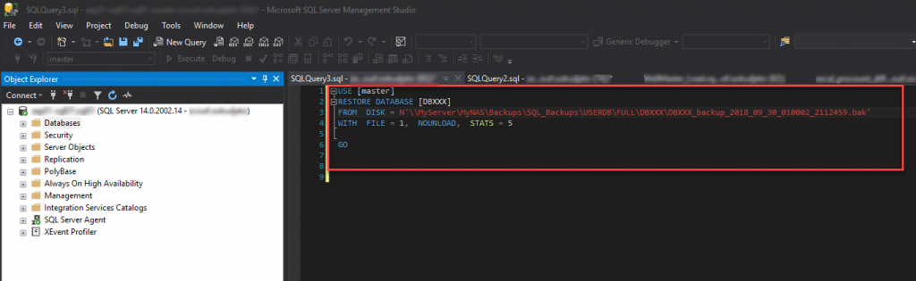 Comprobar el script de la base de datos