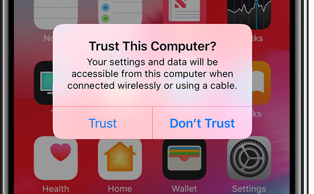 iPhone is disabled connect to itunes - Trust the computer when prompted