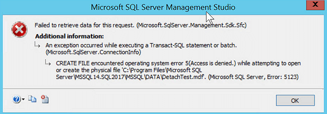 SQL Server error: 5123