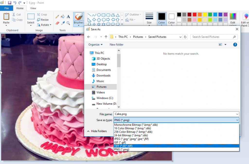 Choose to ?Save As? your JPEG image file in Paint