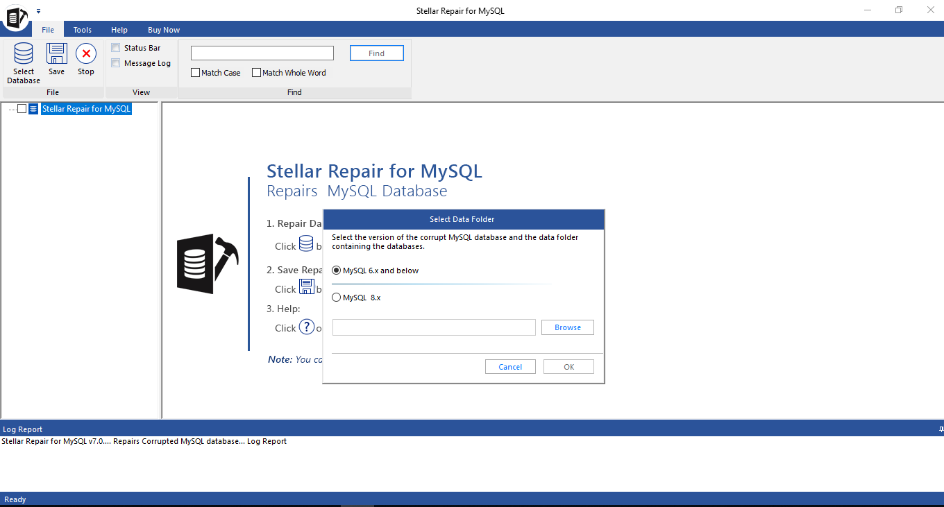 Main Interface of Stellar Repair for MySQL