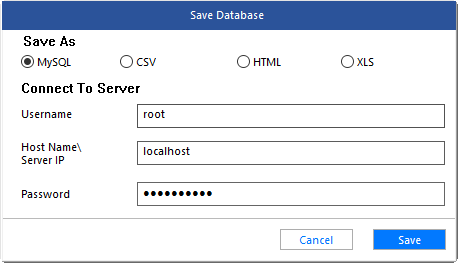 Enter credentials to connect with Server