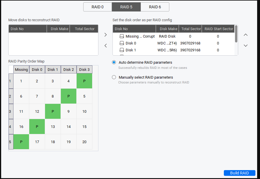 Click on Build RAID