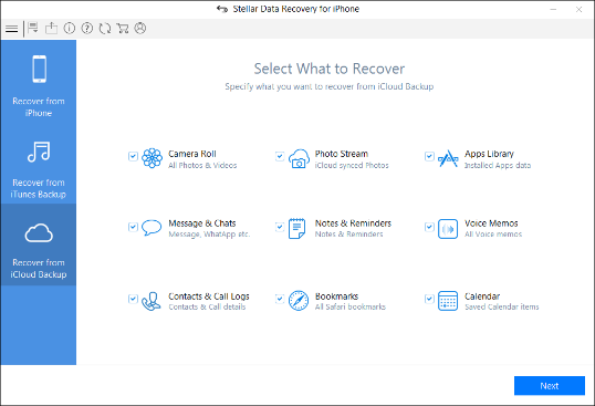 Select Recover from iCloud backup