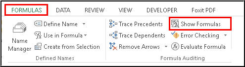 Show Formula Enabled