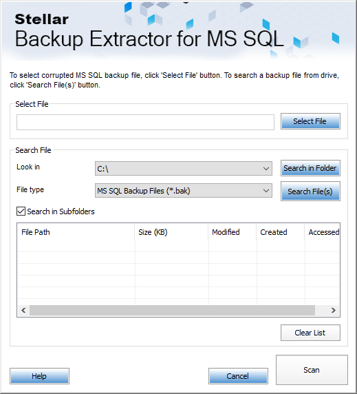 Stellar Backup Extractor for MS SQL