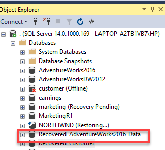 Restored bak file into SQL Server