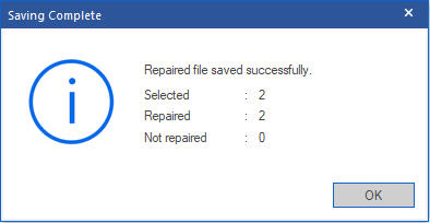 repaired file saved Dialog Box