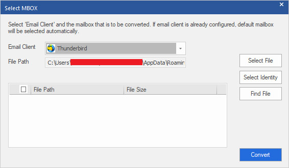 click on the Select Identity button