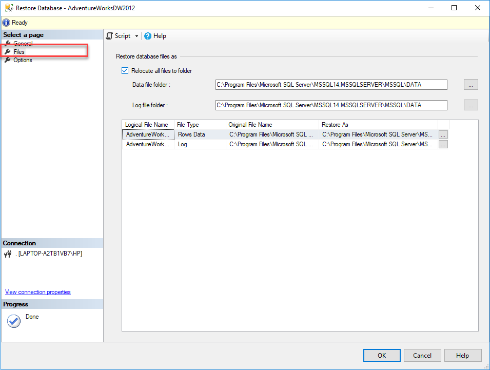 SQL Server Error 3156 Database