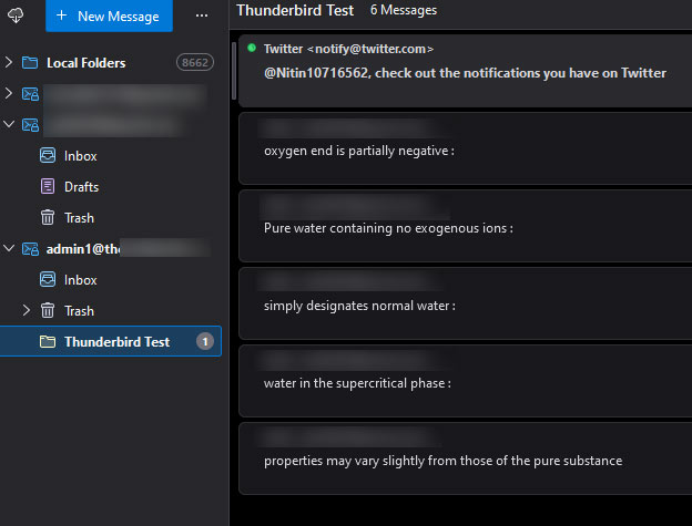 selected folder in the configured Office 365 account