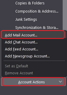 select the Add Mail Account option