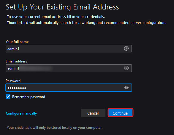 click on Configure Manually